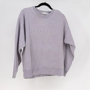Talentless Women's Cotton Terry Lined Crew Neck Embroidered Sweatshirt Sweater